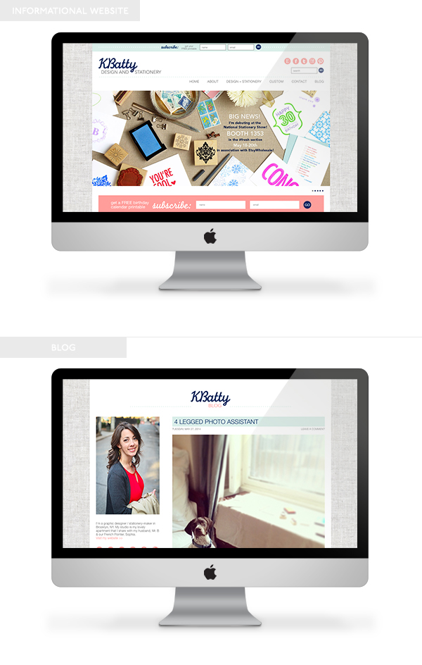 K. Batty Design and Stationery | Informational Website and Blog Design for K. Batty Design and Stationery by Indie Shopography by Emily M. Thompson | Indie Shopography